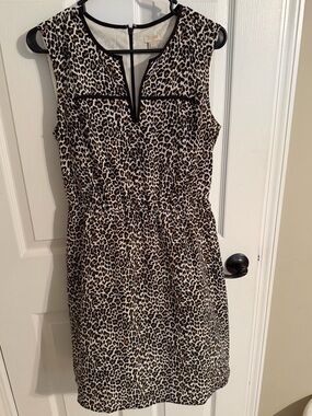 J. Crew- Leopard Print Sleeveless Shift Dress - Black, Brown, Cream